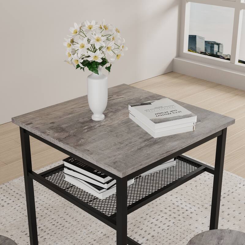 3-Piece Bar table set,equipped with 2 bar stools, with backrest and partition