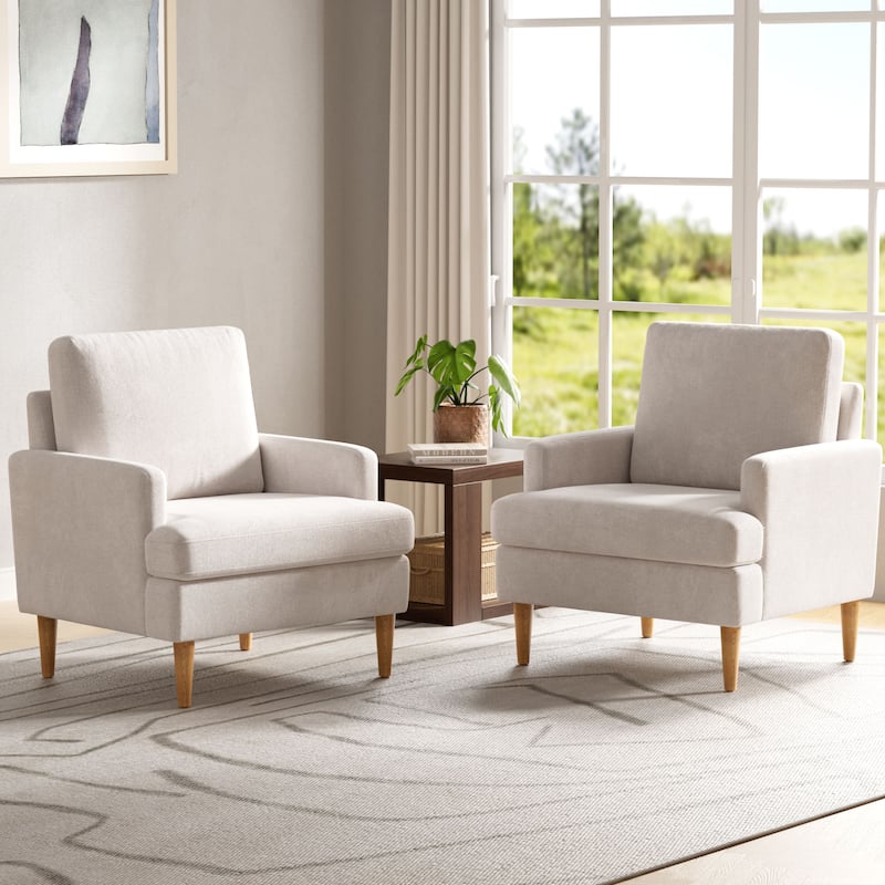 set of 2 Accent Chair/Armchair for Bedroom Living Room with Wood Legs