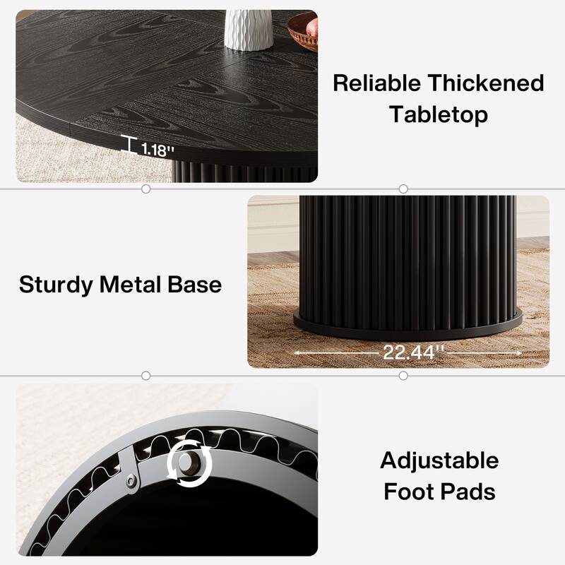 47-inches Round Dining Table for 4-6, Modern Kitchen Table with Heavy Duty Base - 47.24" W x 47.24" D x 29.92" H