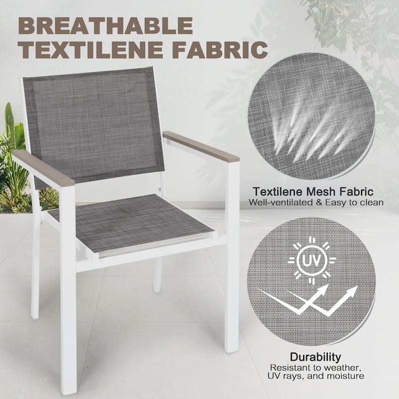 Patio 2-Piece Dining Chairs, Outdoor Textilene Stackable Chairs, Gray