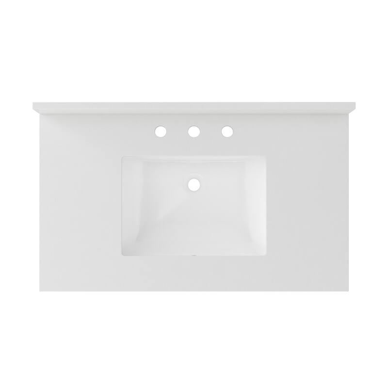 CRAFT + MAIN QZ37228R 37" Quartz Vanity Top with Backsplash and