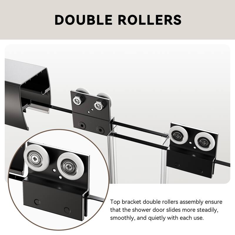 56-60" Semi-Frameless Double Sliding Tub Door, 6mm Tempered Glass Bypass Bathtub Shower Enclosure - 60x58"