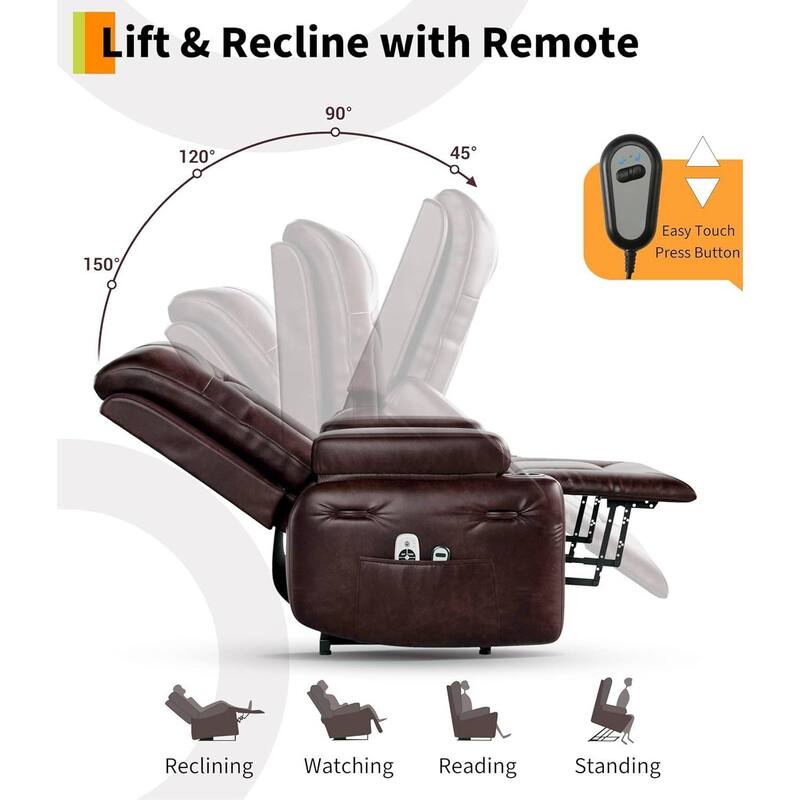43.4" Heat and Massage Power Lift Recliner Chair with Cup Holder