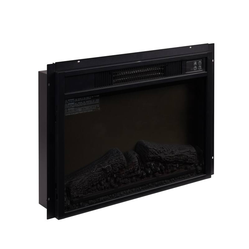 Black Glass Electric Fireplace Heater with 3 Flame Modes Timer and Adjustable Temperature - 23”L x 5.16”W x 17.13”H