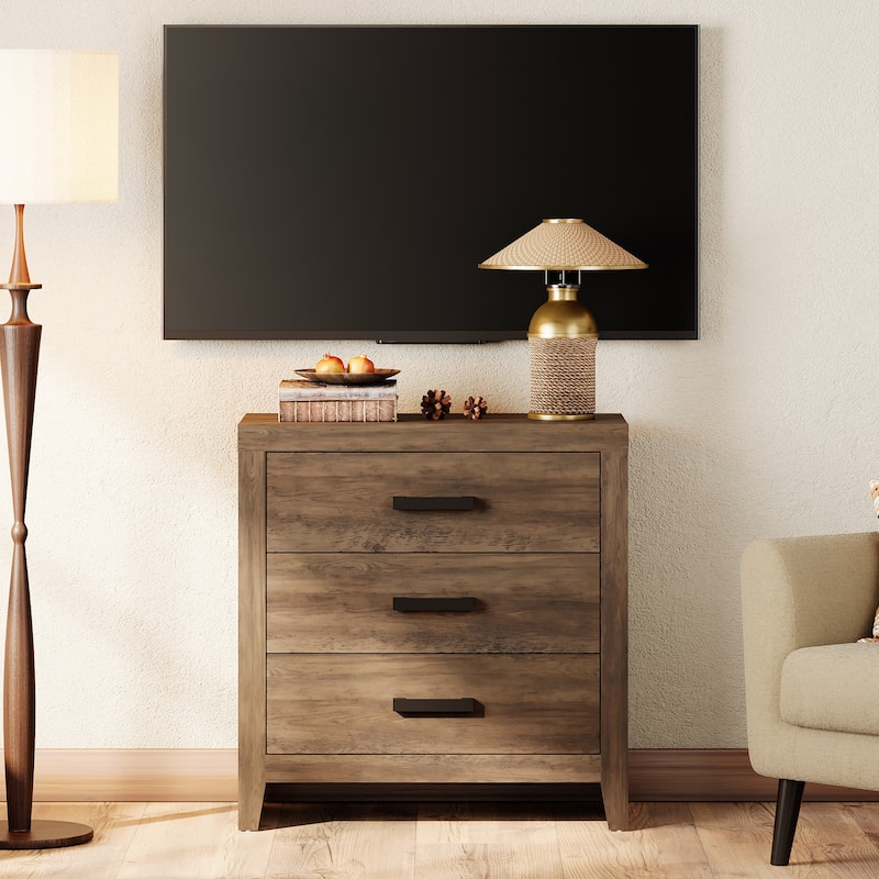 WAMPAT Farmhouse TV Stand, Modern Wood Media Console, Rustic Entertainment Center with Storage for Living Room, Bedroom - Brown - 1 Piece