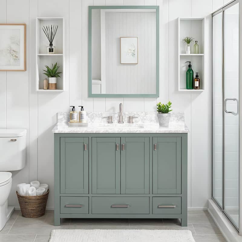 Avanity Modero 48 in. Single Sink Bathroom Vanity with Carrara Marble Top - 49"W x 22"D x 35"H