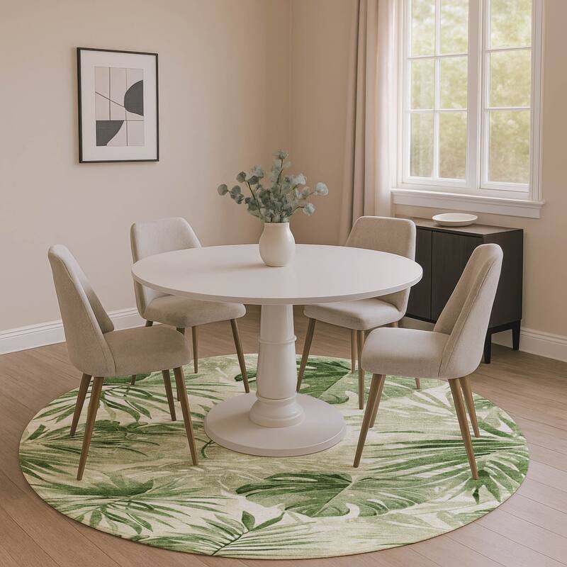 Premium Washable Super Soft Tropical Floral Mayfield Rug - Aloe - 8' x 8'