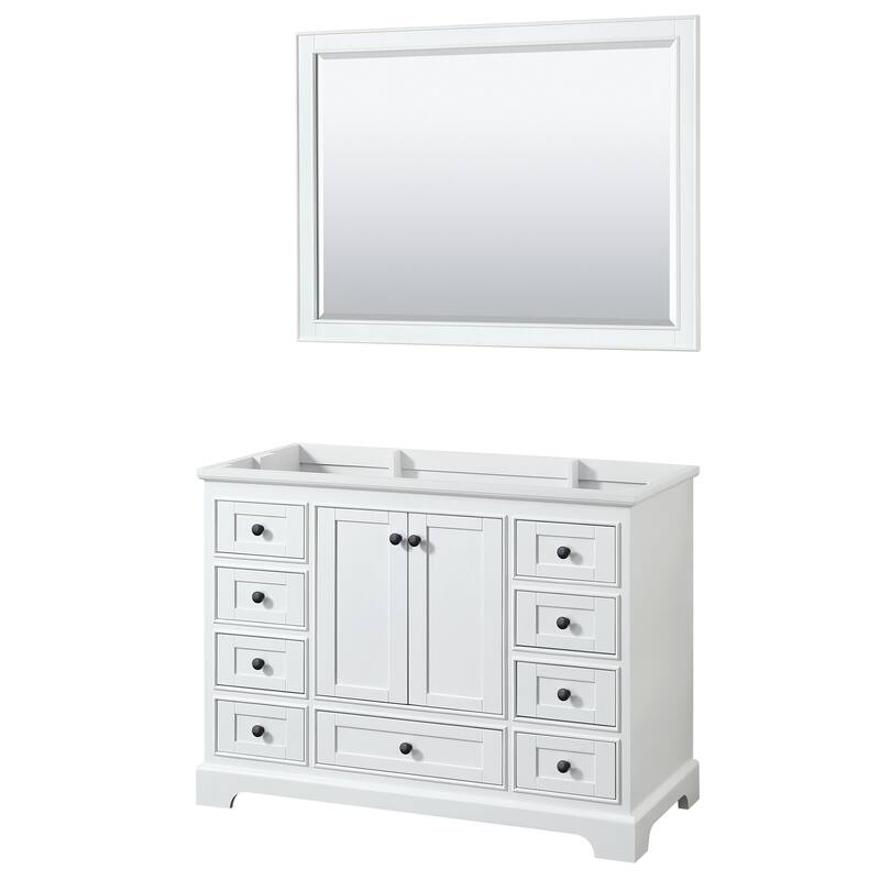Wyndham Collection Deborah 47-1/4" Free Standing Single Wood Vanity - White / Matte Black Hardware