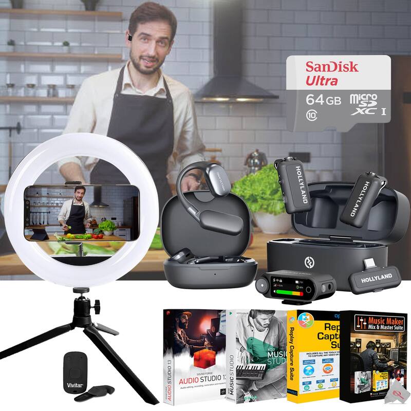 Hollyland LARK MAX 2 ULTIMATE COMBO Wireless Lavalier Mic System for Cameras, Mobile Devices (Space Gray) Bundle - Space Grey