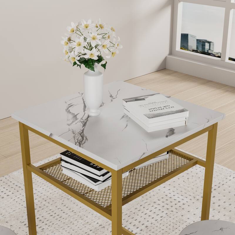 3-Piece Bar table set,equipped with 2 bar stools, with backrest and partition