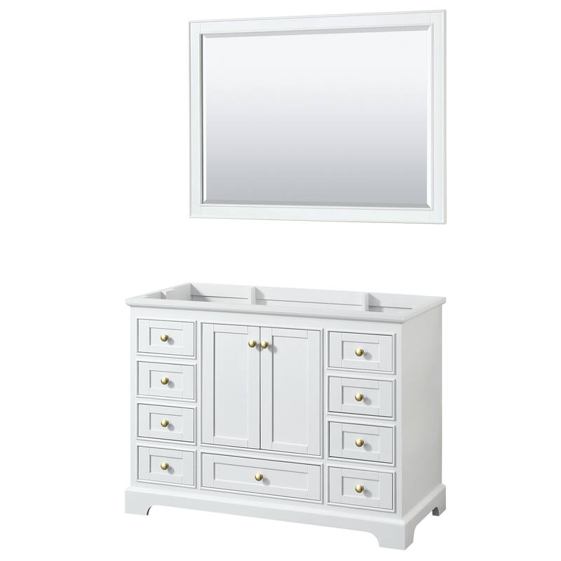 Wyndham Collection Deborah 47-1/4" Free Standing Single Wood Vanity - White / Brushed Gold Hardware