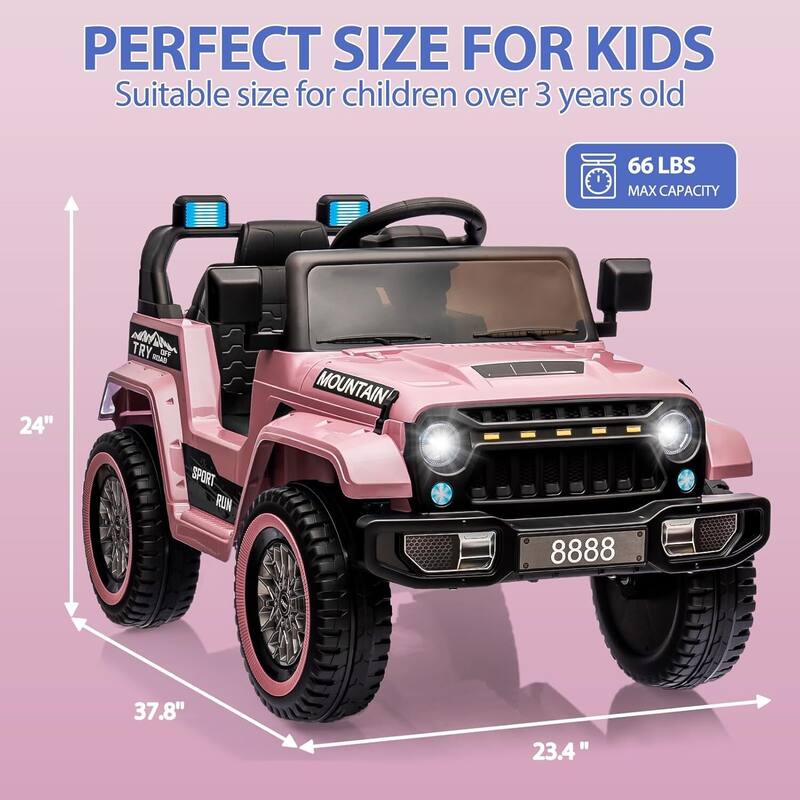 Electric Toy Car, 12V Kids Ride on Car with Remote Control Best Gift for Boys Girls, Pink