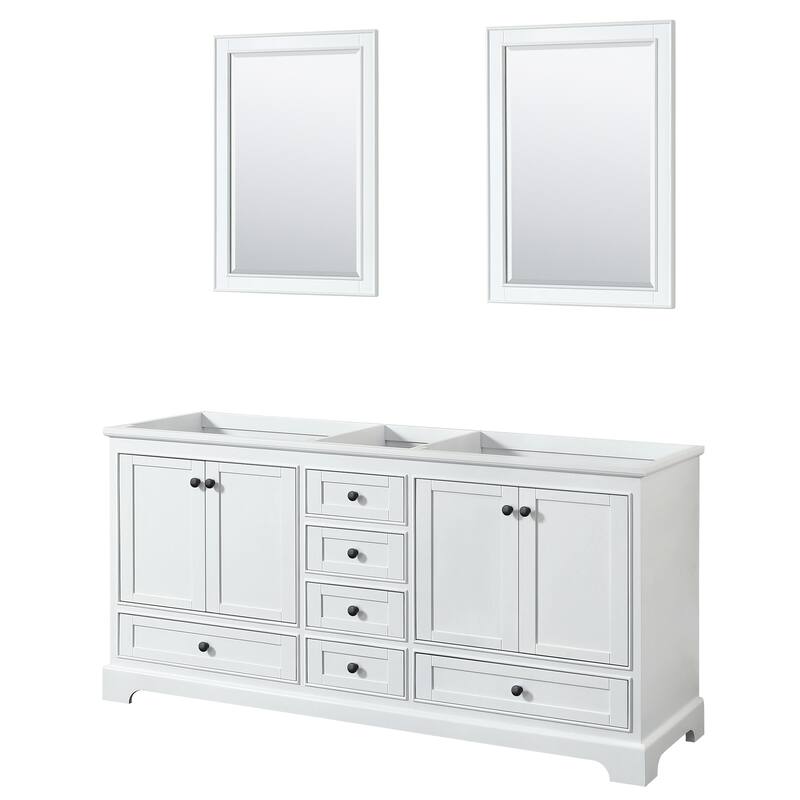 Wyndham Collection Deborah 71" Free Standing Double Wood Vanity - White / Matte Black Hardware