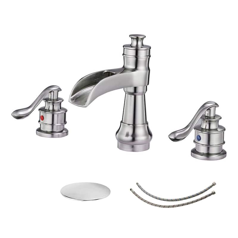 3 Holes Brushed Nickel Bathroom Sink Faucet