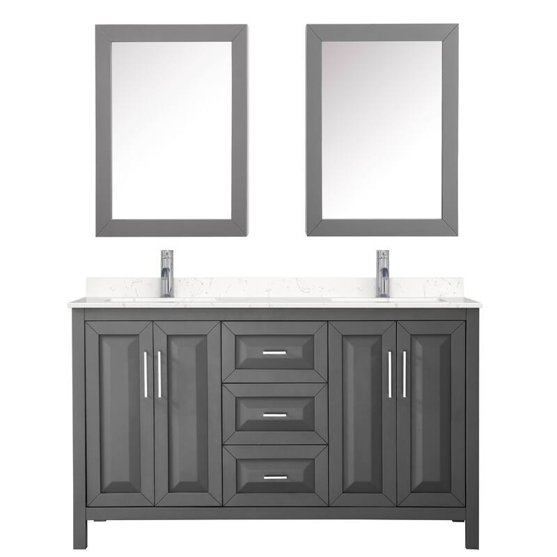 Wyndham Collection Daria 60" Free Standing Double Basin Vanity Set