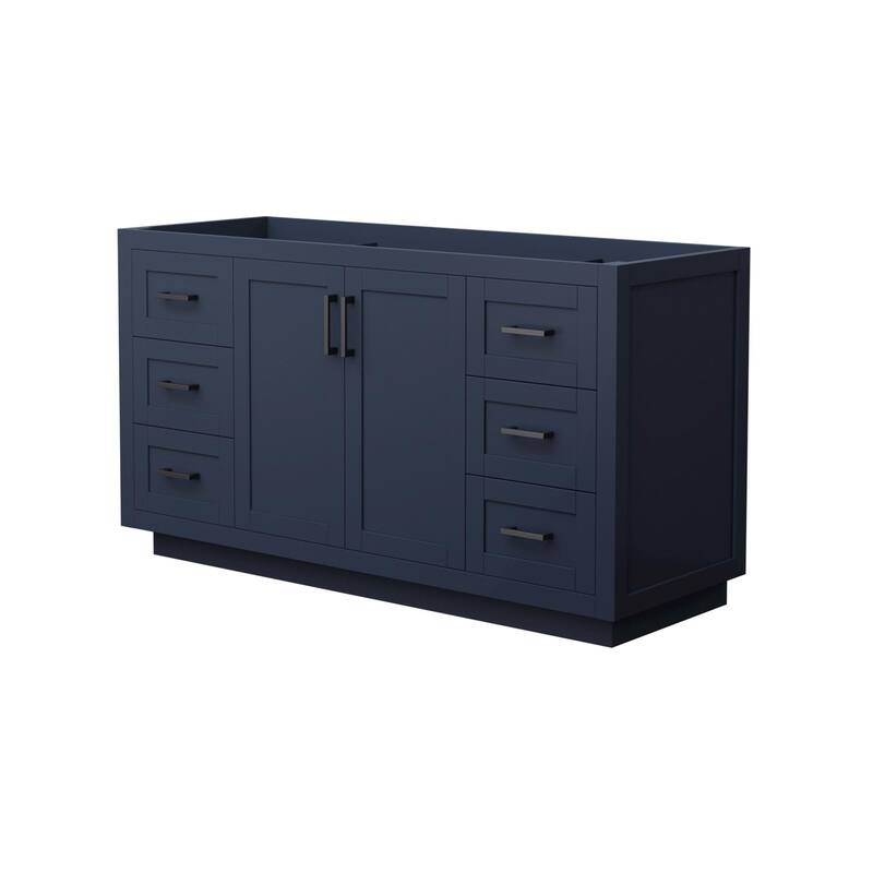 Wyndham Collection Miranda 60" Single Free Standing Vanity Cabinet - Dark Blue / Matte Black Hardware
