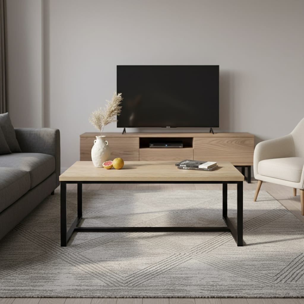 Bali Coastal Modern Coffee Table Natural Wood Top