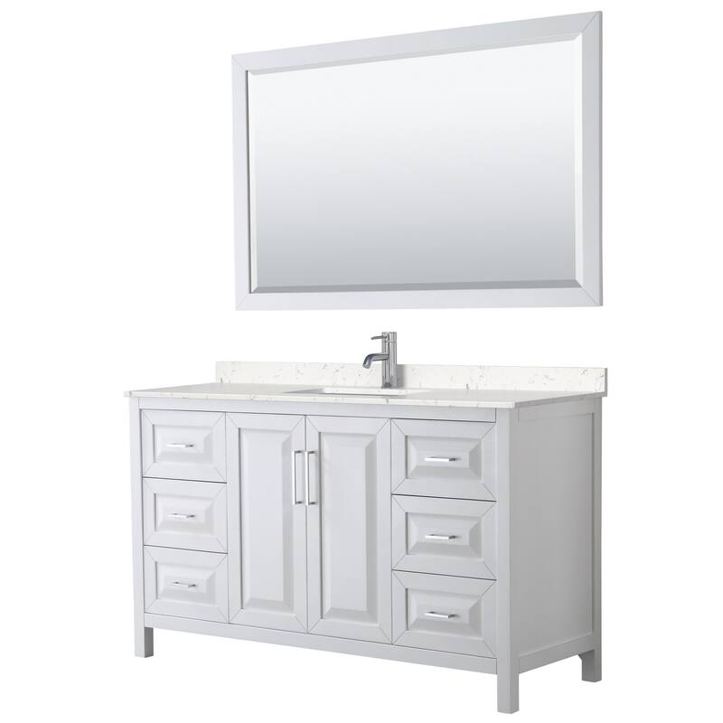 Wyndham Collection Daria 60" Free Standing Single Basin Vanity Set - White / Carrara Cultured Marble Top / Polished