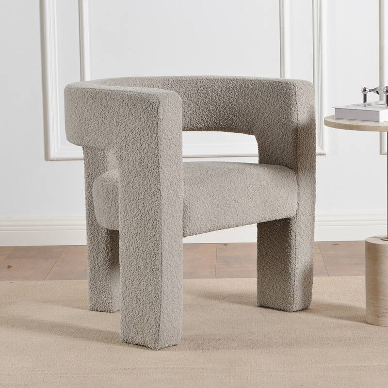 KINWELL 28" Wide Boucle Upholstered Square Armchair