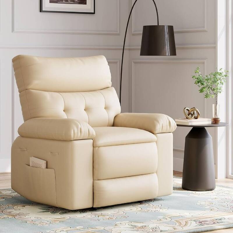 Extra Wide Manual Recliner Sofa Lazy Chair for Living Room, Bedroom - Beige