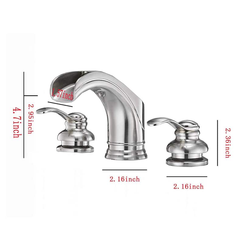 Waterfall 3 Hole 2 Handle Bathroom Faucet-Nickle