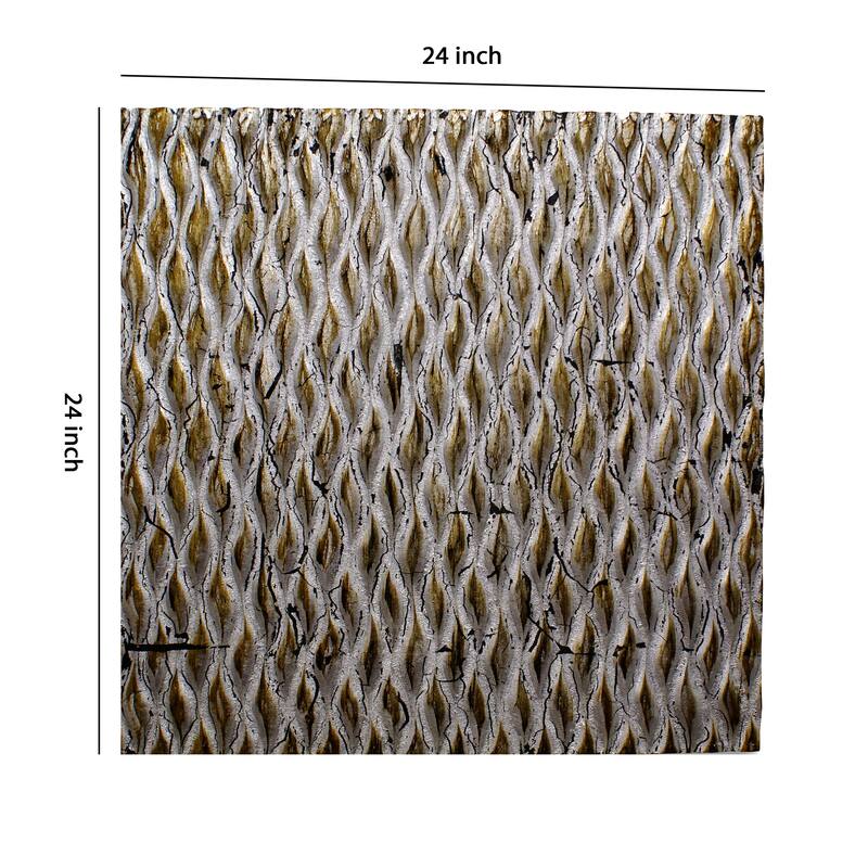 Modern Style Wooden Wall Decor with Patterned Carving, Small, Silver - 6 x 12