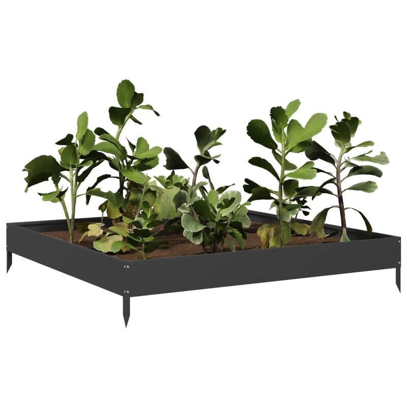 vidaXL Garden Raised Bed Black Steel 39.4x39.4x7.3 in Durable - 39.4 x 39.4 x 7.3 in