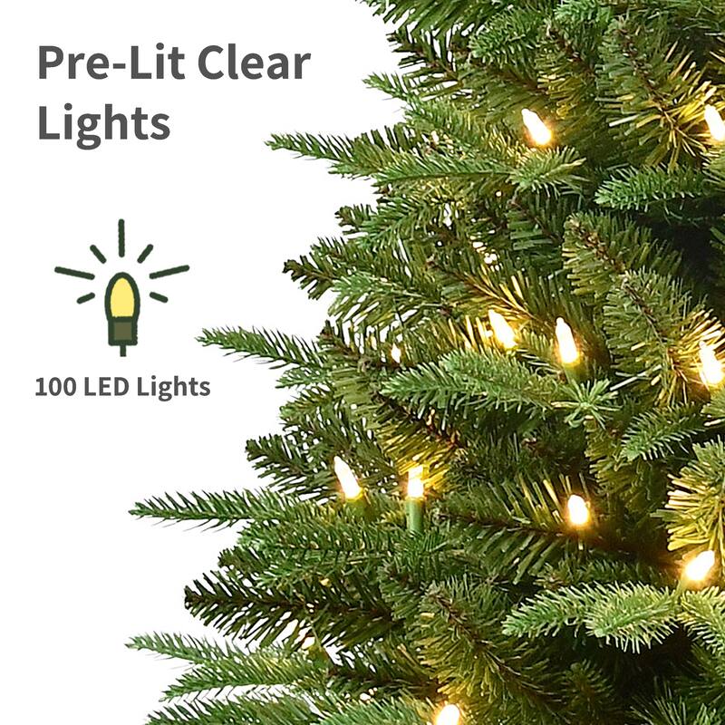 Puleo International 40" Pre-Lit Fraser Fir Potted Tree with 100 Warm White LED Lights