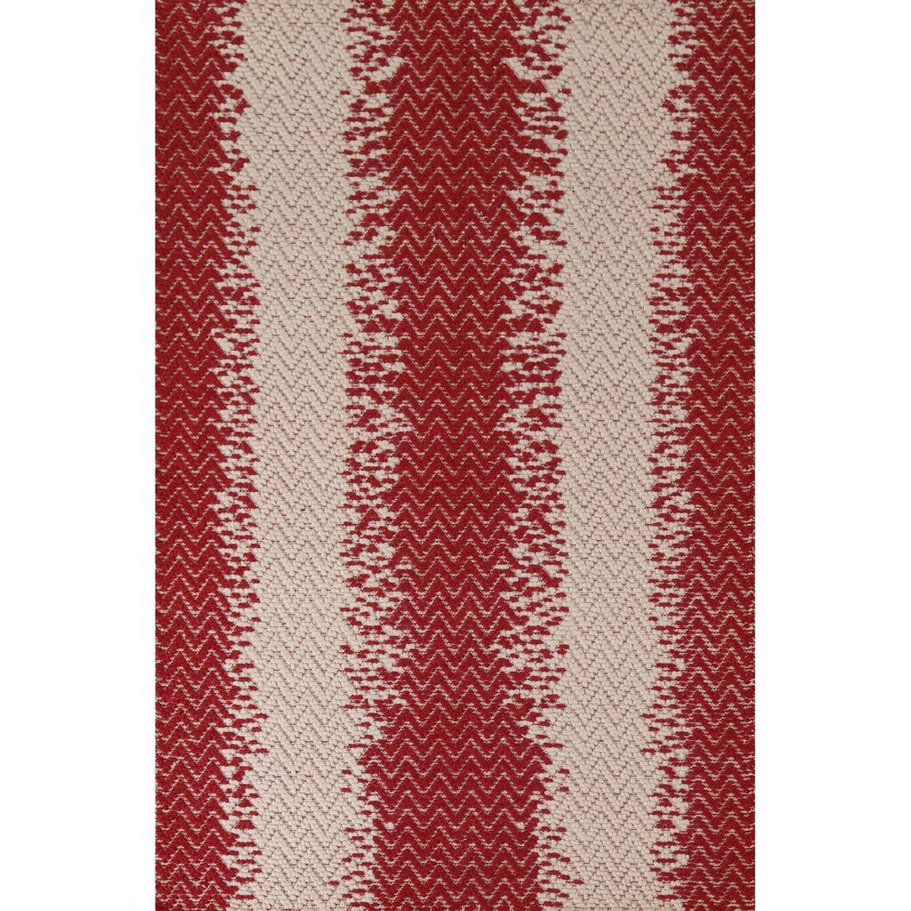 Hand Knotted Oriental 100% Wool Carpet Modern Chevron Red Moroccan Area Rug - 7' 0'' X 5' 1''