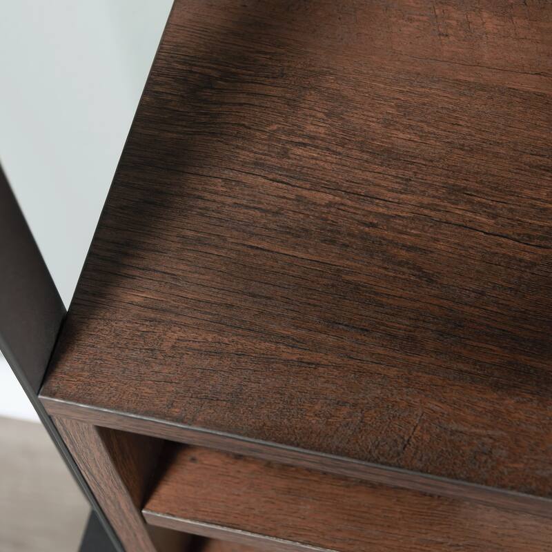 Wood Library Hutch with Adjustable Shelf, Brown - 32.28" W x 11.54" D x 36.77" H