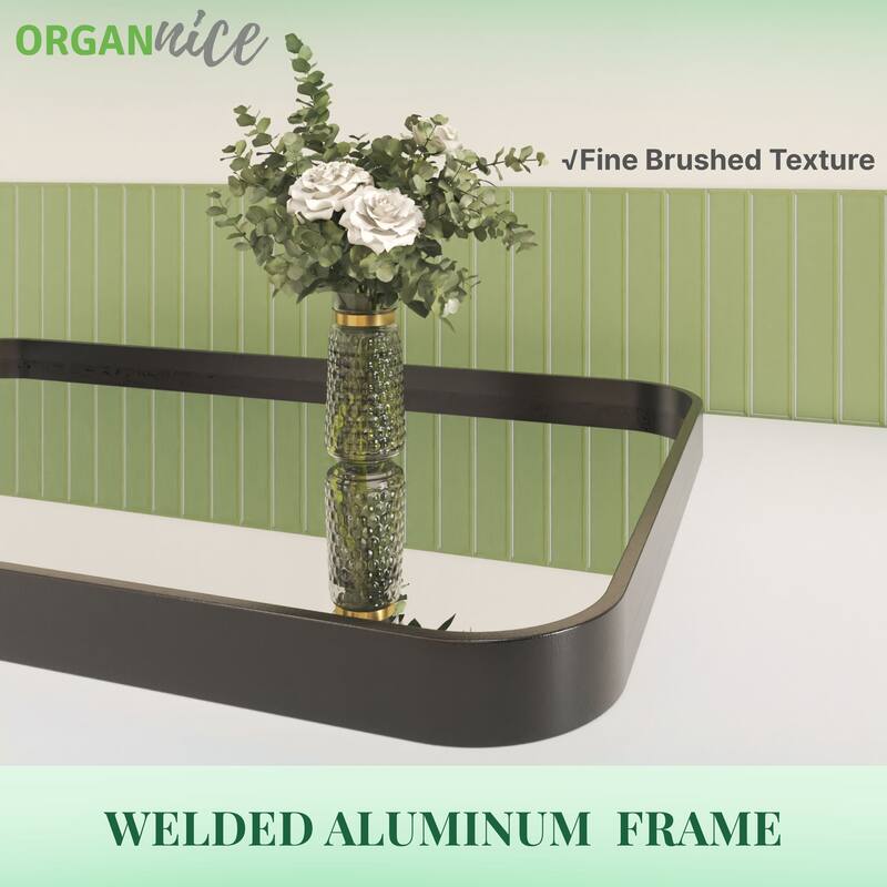 Organnice Rectangular Aluminum Frame Vanity Bathroom Mirror with Clear Glass
