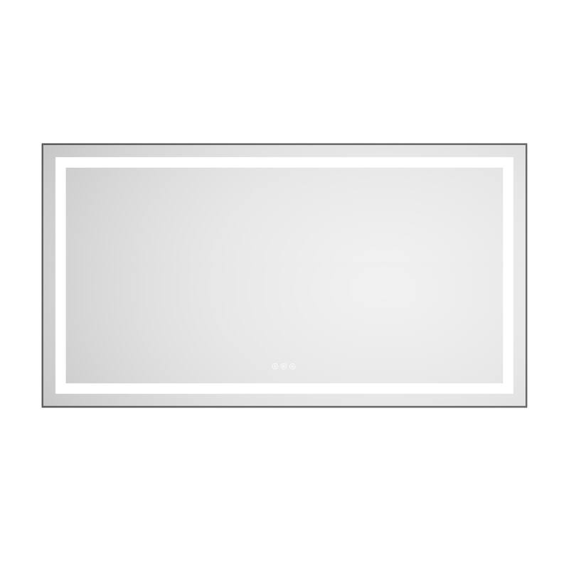 55 x 30 Inch LED Bathroom Mirror with Front and Backlight, Wall Mounted Vanity Mirror with Aluminum Frame, Anti-Fog