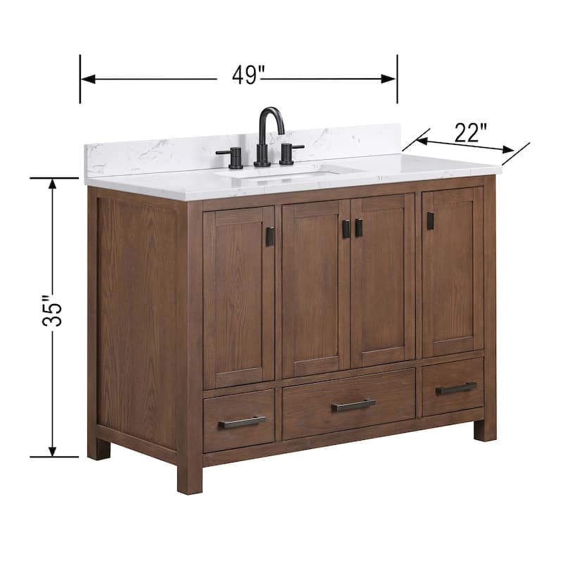 Avanity Modero 48 in. Single Sink Bathroom Vanity with Engineered Stone Top - 49"W x 22"D x 35"H