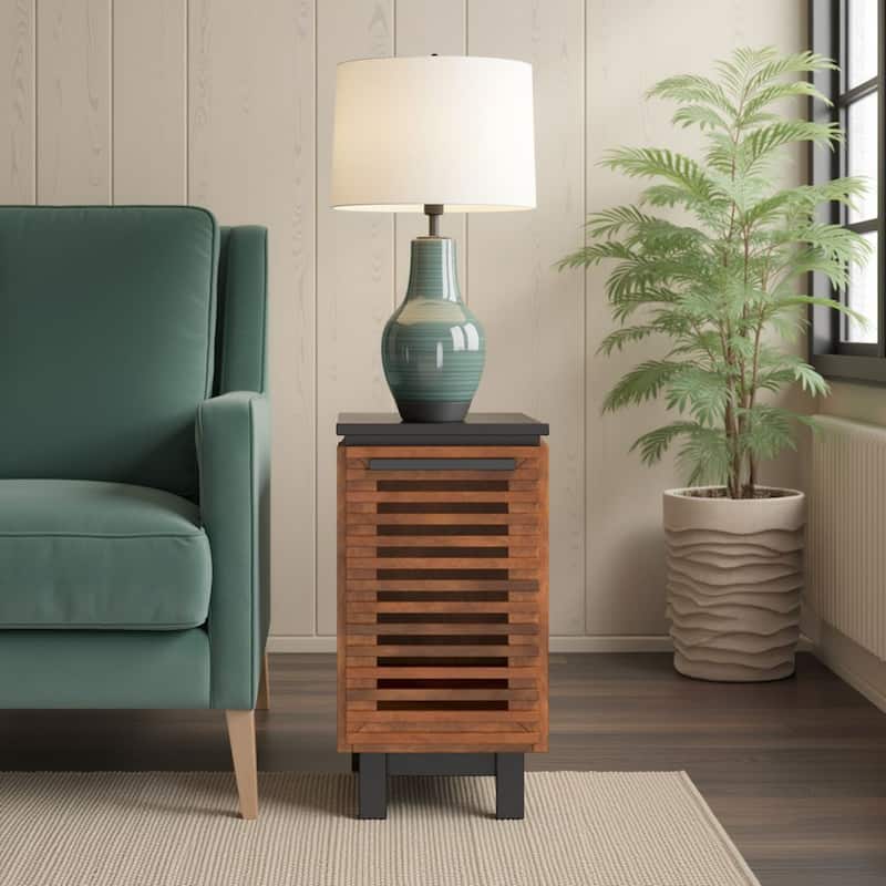 Bridgevine Home Graceland 13" Chairside Table, Fully Assembled, Black with Bourbon Finish - Black with Bourbon - Wood