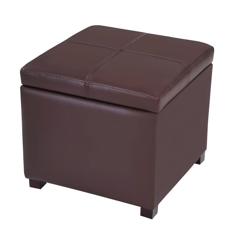 Adeco Square Tufted Storage Ottoman with Hidden Space