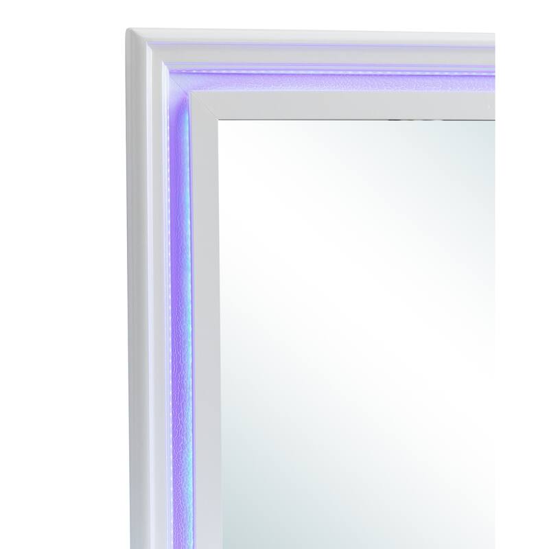 GDF Studio - Lorana Contemporary Mirror with LED Accent and Croc Texture