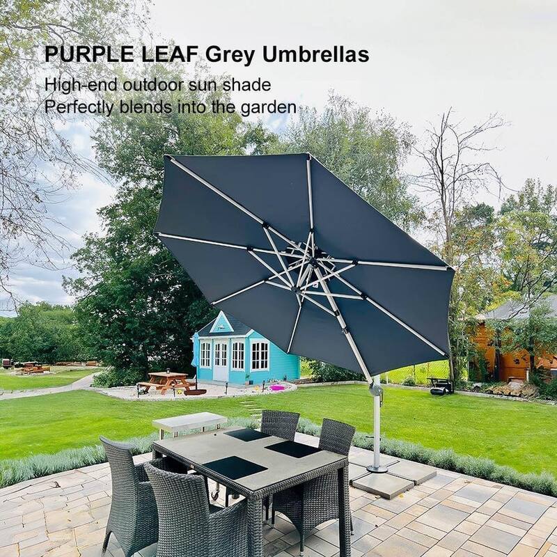 PURPLE LEAF 10 ft Double Top Round Windproof Offset Hanging Patio Umbrella