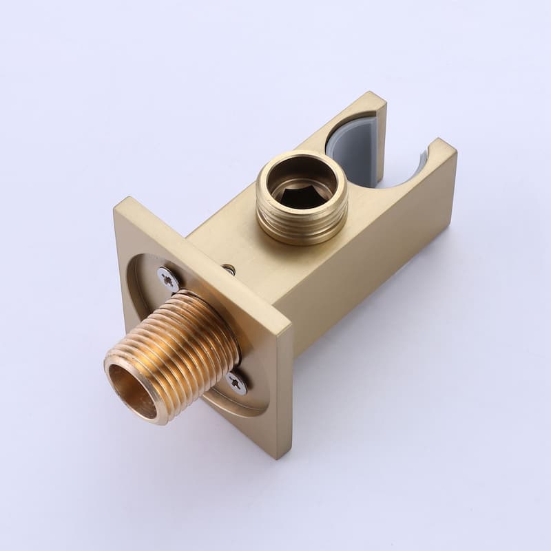 Brushed Gold 1-Spray Square Wall Bar Shower Kit with Hand Shower - 10 inch