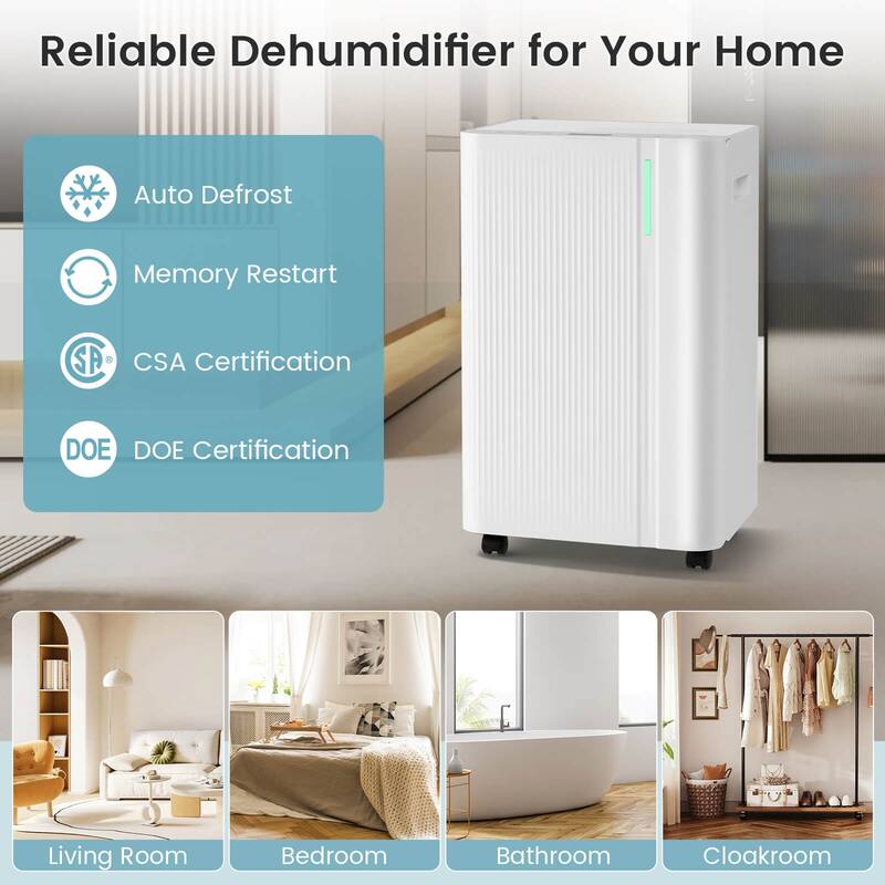 Costway 54 pints Dehumidifier With Drain Hose 3 Modes LED Display - See Details