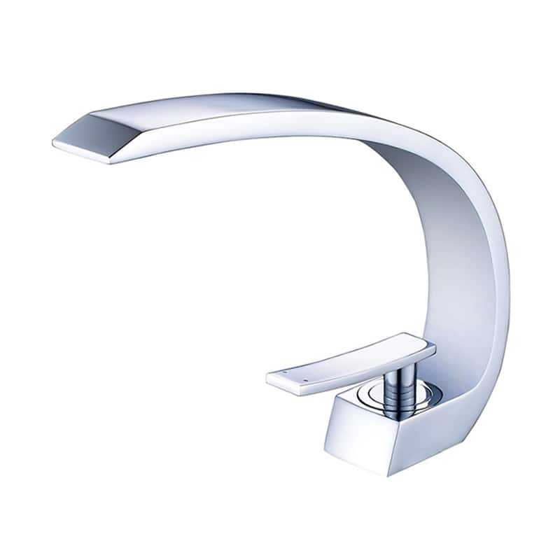 Polished Chrome Faucet Single Handle Single Hole Bathroom Faucet with Supply Hose