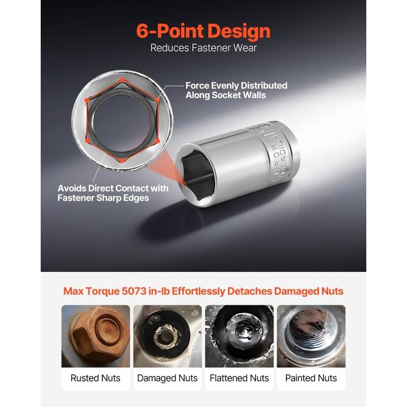 Black CR-V Alloy Steel 33-Piece Socket and Ratchet Set with Chrome Finish - 16.93 x 2.52 x 9.65 in