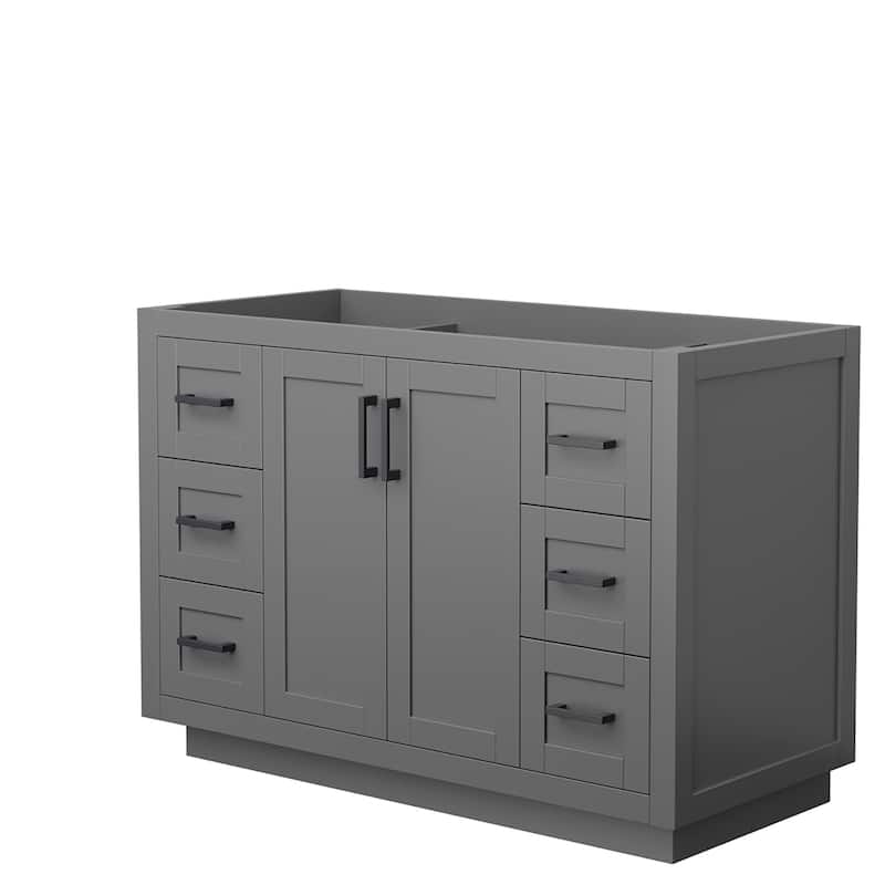 Wyndham Collection Miranda 48" Single Free Standing Vanity Cabinet - Dark Gray / Matte Black Hardware