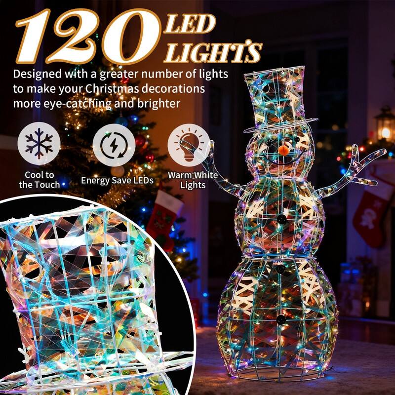 4FT Lighted Iridescent Snowman Christmas Decorations