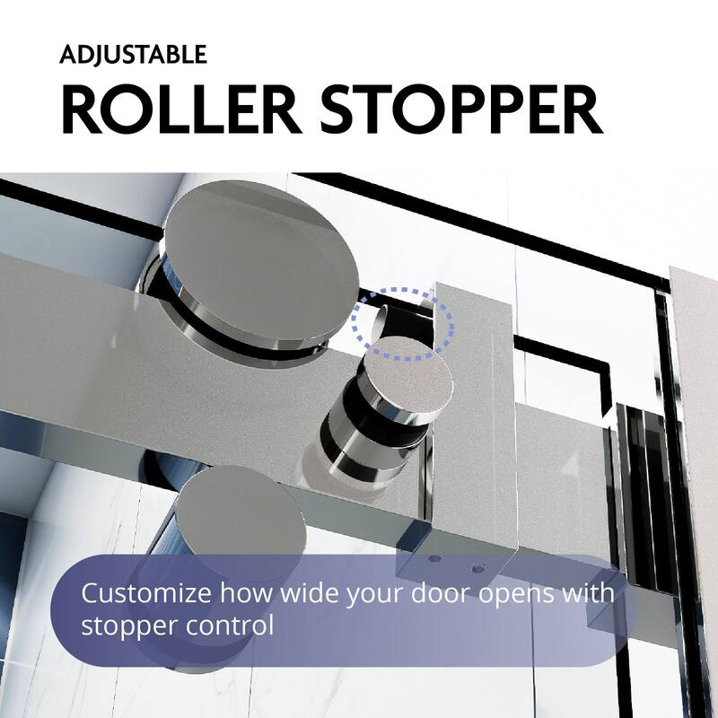 Glassic SI Series 44" - 48" W x 75" H Contemporary Frameless Single Sliding Shower Doors With 3/8" Clear Tempered Glass