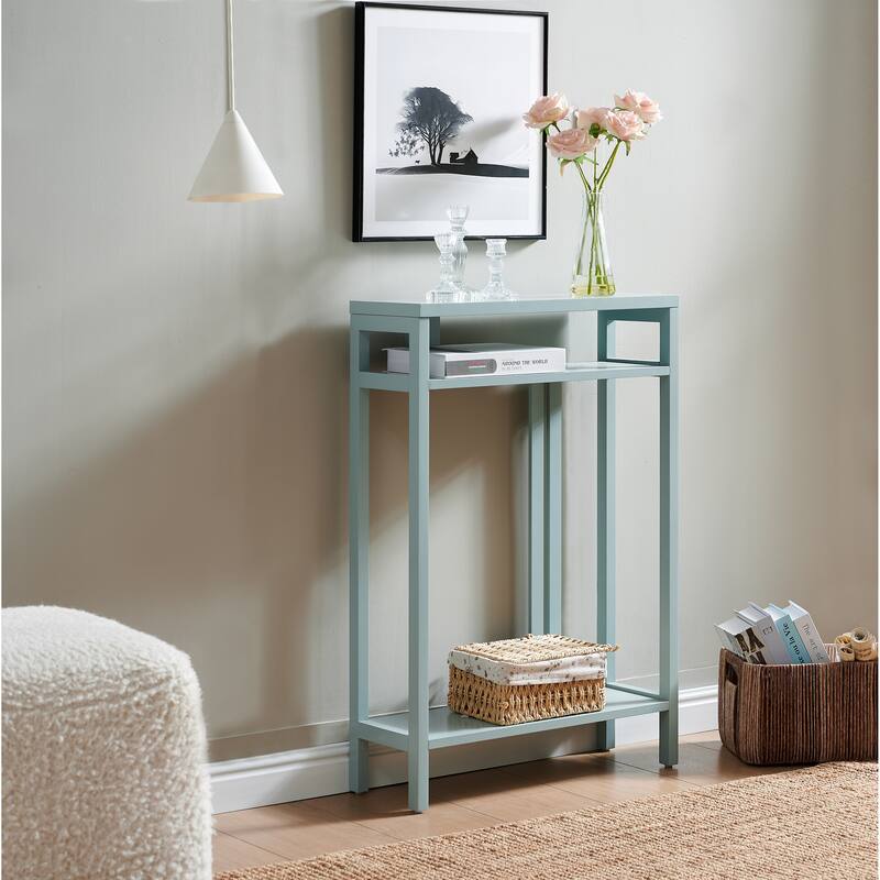 Bisbee Wood 22-inch Console Table with Two Shelves - 22"L x 8"W x 32"H - Ice Blue