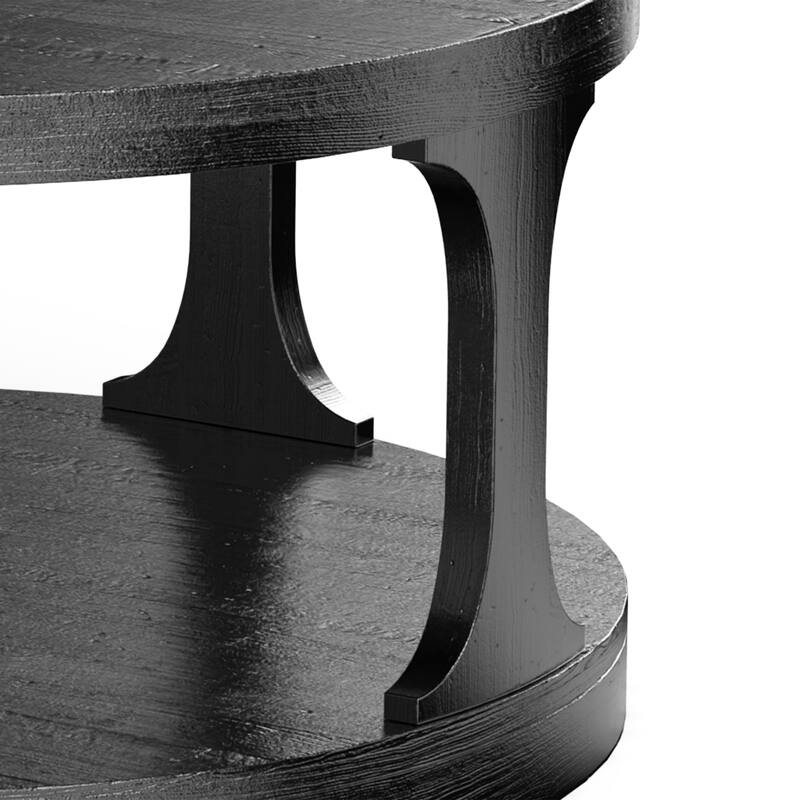 36" Antique Black Modern Round Coffee Table - 36"L X 36"W X 18"H