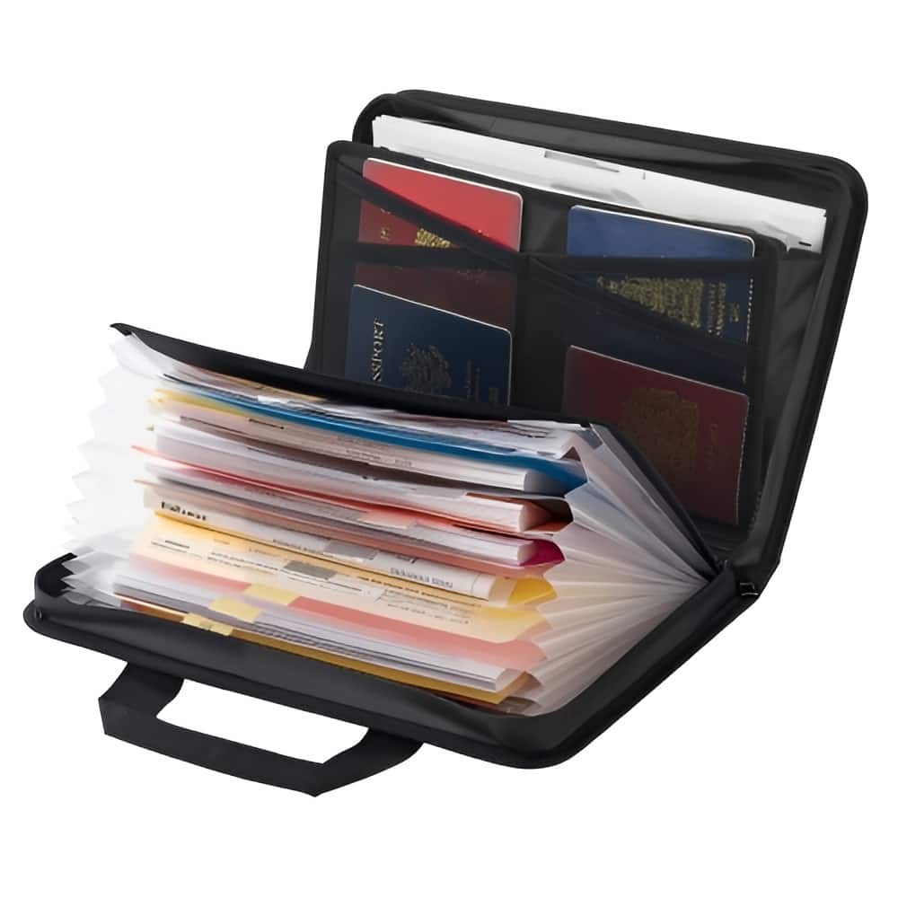 Fireproof and Waterproof Document Bag 12-Page Accordion Style File Organizer for Home and Office