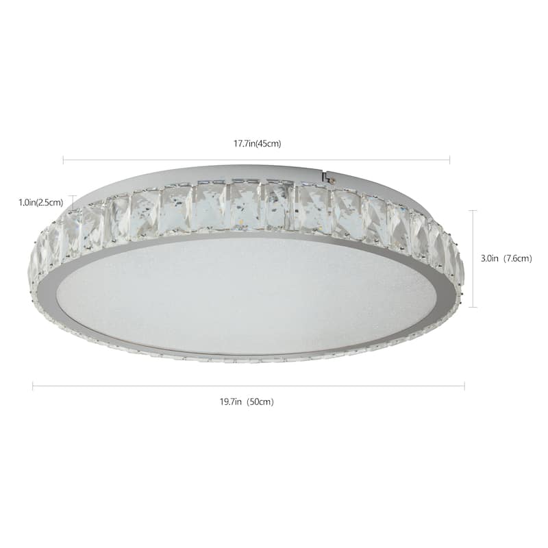 20-inch Modern Chrome Crystal Flush Mount Dimmable LED Ceiling Light