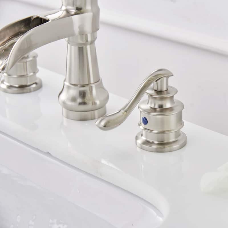3 Holes Brushed Nickel Bathroom Sink Faucet