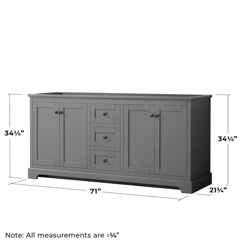 Wyndham Collection Avery 72" Double Free Standing Vanity Cabinet Only